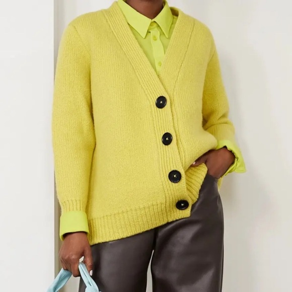 Meryll Rogge Yellow Double Face Wool Cashmere Cardigan Small - Picture 1 of 16
